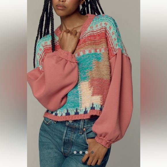 Anthropologie NWT Pilcro Billowy-Sleeve Crew-Neck Sweater size L. - Picture 5 of 8